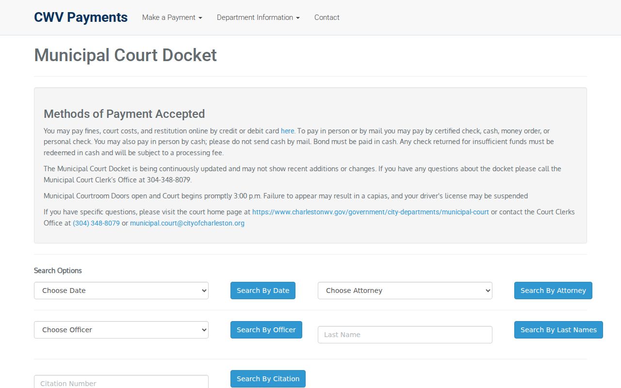 Charleston resident lookup municipal docket search