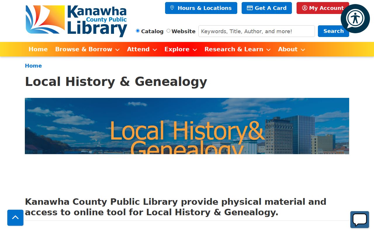 Kanawha County Public Library resources for researching Charleston previous residents