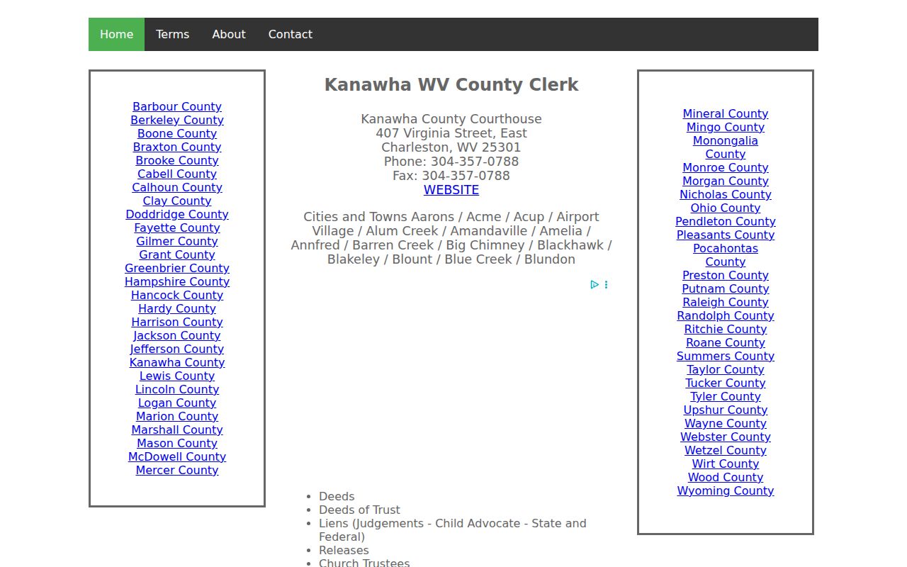Charleston residents directory Kanawha deed records